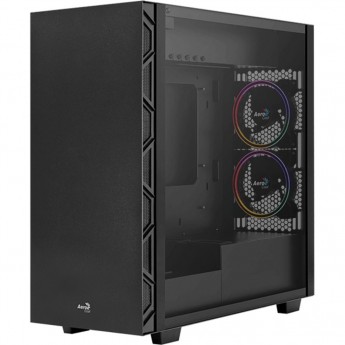 Корпус AEROCOOL FLO SATURN FRGB-G-BK-V1 без БП ATX 2xUSB2.0 2xUSB3.0 audio bott PSU, черный