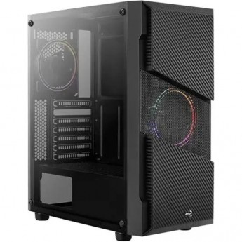 Корпус AEROCOOL MENACE SATURN FRGB-G-BK-V1 без БП ATX 7x120mm 2x140mm 2xUSB3.0 audio bott PSU, черный